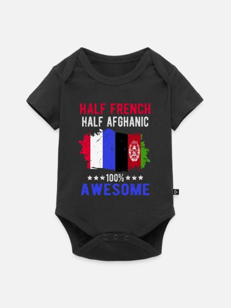 Halb Franzose Halb Afghane - Baby Premium Kurzarmbody - Schwarz