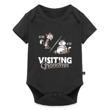 Before and After Visiting Grandma Cat Lovers - Baby Premium short-sleeve bodysuit - black - Front