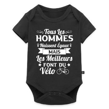 Hommes naissent égaux les meilleurs font du vélo - Body à manches courtes Premium Bébé - noir - Devant