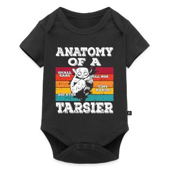 Niedliche Tarsier-Affenfamilie - Baby Premium Kurzarmbody - Schwarz - Vorne