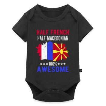 Moitié Français moitié macédonien - Body à manches courtes Premium Bébé - noir - Devant