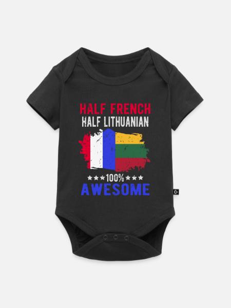 Halb Franzose Halb Litauer - Baby Premium Kurzarmbody - Schwarz