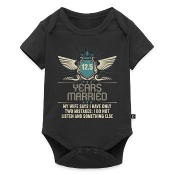 Ich übelebte 12.5 Jahre verheiratet Hochzeitstag - Baby Premium Kurzarmbody - Schwarz - Vorne