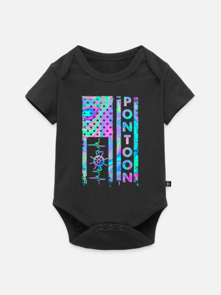 Pontoon American Flag - Baby Premium Kurzarmbody - Schwarz