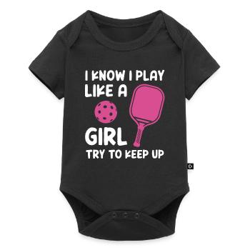 Je sais que je joue comme une fille essayer de suivre - Body à manches courtes Premium Bébé - noir - Devant