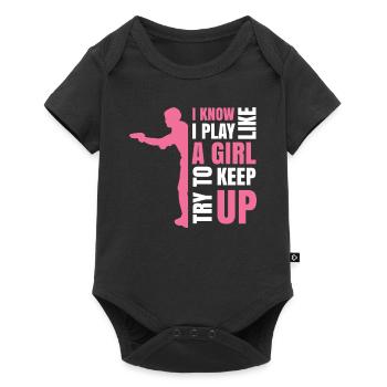 Je sais que je joue comme une fille essayer de suivre - Body à manches courtes Premium Bébé - noir - Devant