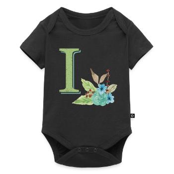 Lettre I verte géante prénom naissance jardin vert - Body à manches courtes Premium Bébé - noir - Devant