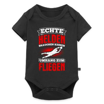 Echte Helden brauchen keinen Umhang zum Fliegen - - Baby Premium Kurzarmbody - Schwarz - Vorne