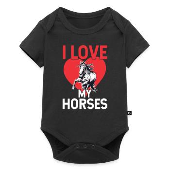I love my horses riders horse riding - Baby Premium short-sleeve bodysuit - black - Front