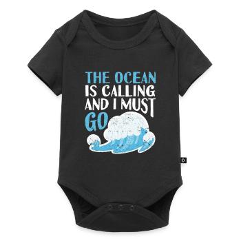 Der Ozean ruft und ich muss gehen Kite Board Surf - Baby Premium Kurzarmbody - Schwarz - Vorne