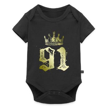 91 Number crown - Baby Premium short-sleeve bodysuit - black - Front