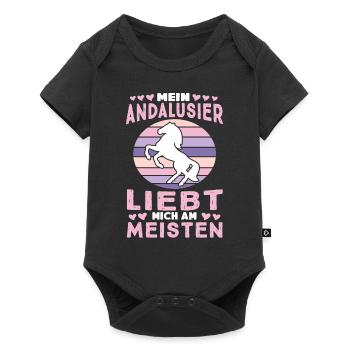 Andalusier Liebe Pferdeliebhaber Pferdemädchen - Baby Premium Kurzarmbody - Schwarz - Vorne
