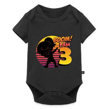 Boom J’ai 3 | Birthday Girl | Fête d’anniversaire 3rd - Body à manches courtes Premium Bébé - noir - Devant