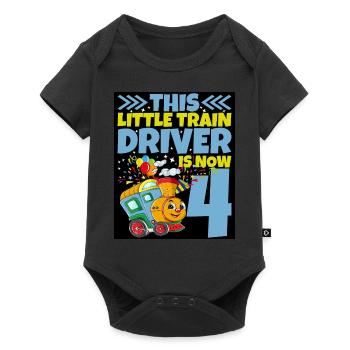 4ème anniversaire ce petit conducteur de train a maintenant 4 ans - Body à manches courtes Premium Bébé - noir - Devant
