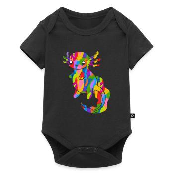 Axolotl Colorful Vintage Rainbow Retro Salamander - Baby Premium short-sleeve bodysuit - black - Front