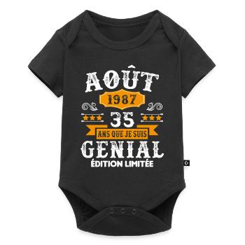 35 Ans Anniversaire Vintage Né(e) en Août 1987 - Body à manches courtes Premium Bébé - noir - Devant