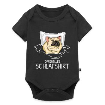 Offizielles Schlafshirt Bulldogge Schlafanzug - Baby Premium Kurzarmbody - Schwarz - Vorne