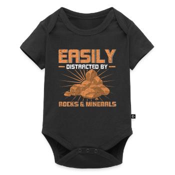 Leicht ablenkbar durch Gesteine & Mineralien - Baby Premium Kurzarmbody - Schwarz - Vorne