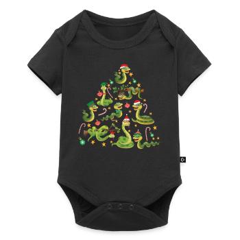 Snake Serpent Christmas Tree - Baby Premium Kurzarmbody - Schwarz - Vorne