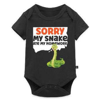 Snake Serpent Sorry My Snake Ate - Baby Premium Kurzarmbody - Schwarz - Vorne