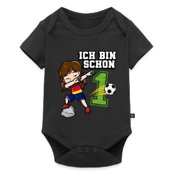 Fußball Mädchen Ich bin schon 1 Geburtstag - Baby Premium Kurzarmbody - Schwarz - Vorne