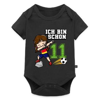 Fußball Mädchen Ich bin schon 11 Geburtstag - Baby Premium Kurzarmbody - Schwarz - Vorne