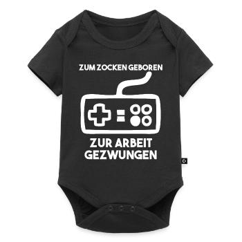 Zum Zocken Geboren Zur Arbeit Gezwungen - Baby Premium Kurzarmbody - Schwarz - Vorne