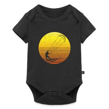 Kitesurfing Retro Vintage Surfboard Kiteboard Kite - Baby Premium short-sleeve bodysuit - black - Front