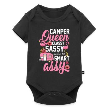 Camping-car Queen Camping Girl Caravane - Body à manches courtes Premium Bébé - noir - Devant