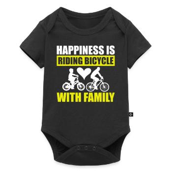 Happiness is cycling with the family Bike ride - Baby Premium short-sleeve bodysuit - black - Front