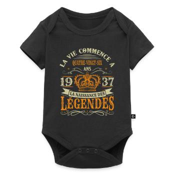86 Ans 1937 Joyeux Anniversaire Vintage Perfection - Body à manches courtes Premium Bébé - noir - Devant