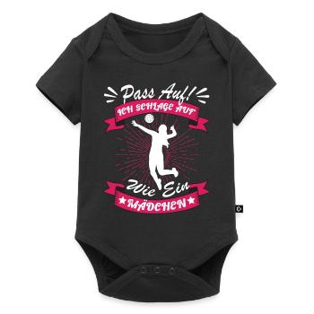 Volleyballerin Pass auf ich schlage auf - Baby Premium Kurzarmbody - Schwarz - Vorne