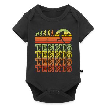 Tennis Retro lettering Evolution tennis player - Baby Premium short-sleeve bodysuit - black - Front
