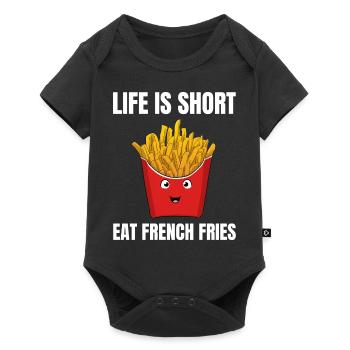 La vie est courte Manger Français frites Pommes Frites - Body à manches courtes Premium Bébé - noir - Devant