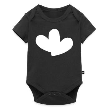 Double Cœur Blanc - Body à manches courtes Premium Bébé - noir - Devant