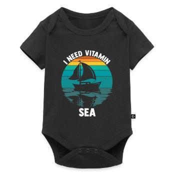 I Need Vitamin Sea Segeln Geschenk Segler Sprüche - Baby Premium Kurzarmbody - Schwarz - Vorne