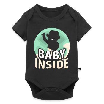 Baby Im Inneren Schwanger Baby Inside Ankündigung - Baby Premium Kurzarmbody - Schwarz - Vorne