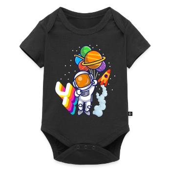 Astronaut 4th Birthday Space Boy Gift - Baby Premium short-sleeve bodysuit - black - Front