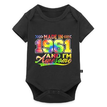 Fabriqué en 1961 et je suis génial Tie Dye coloré - Body à manches courtes Premium Bébé - noir - Devant