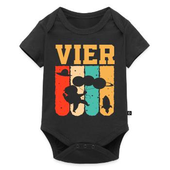 Astronaut 4th Birthday Space Boy Gift - Baby Premium short-sleeve bodysuit - black - Front