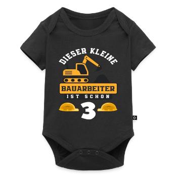 Construction Worker 3rd Birthday Excavator Boys Gift - Baby Premium short-sleeve bodysuit - black - Front