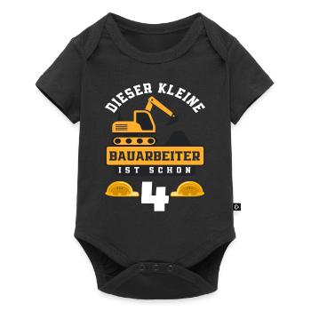 Construction Worker 4th Birthday Excavator Boys Gift - Baby Premium short-sleeve bodysuit - black - Front