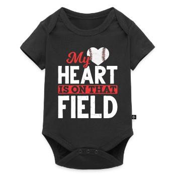Kids Baseball Softball Mama Baseball Heart - Baby Premium short-sleeve bodysuit - black - Front