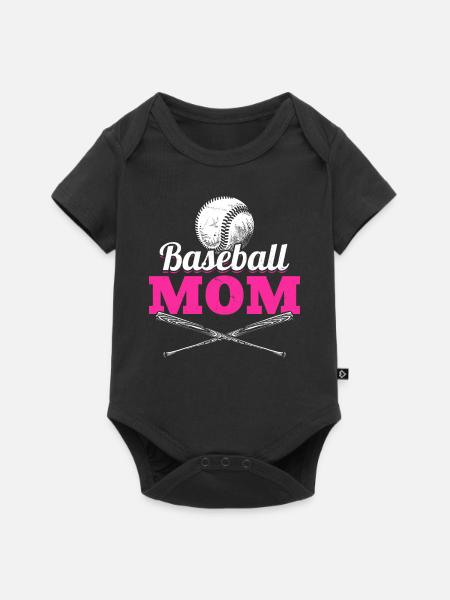 Baseball-Mutter Frauen Baseball-Fan - Baby Premium Kurzarmbody - Schwarz
