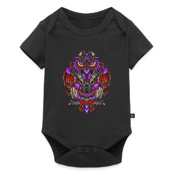 Eule Retro - Baby Premium Kurzarmbody - Schwarz - Vorne