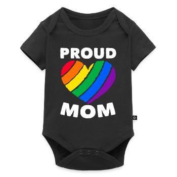 Proud Mother Colorful Heart LGBTQ Rainbow Flag - Baby Premium short-sleeve bodysuit - black - Front