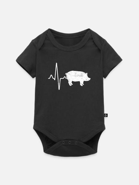 Schwein Herzschlag - Baby Premium Kurzarmbody - Schwarz