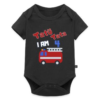 Tatü Tata Ich Bin 4 - Firefighter - Baby Premium short-sleeve bodysuit - black - Front