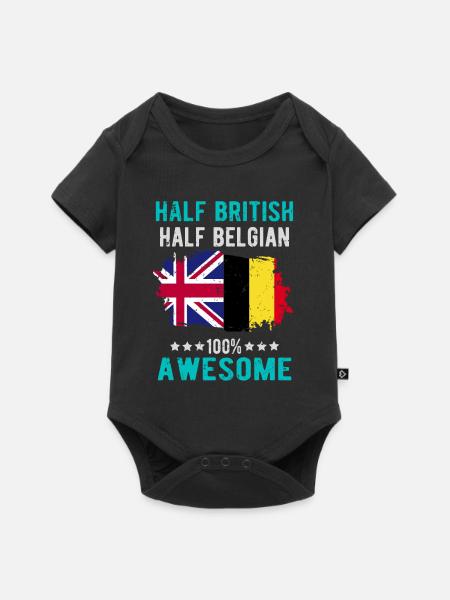 Halb Brite Halb Belgier - Baby Premium Kurzarmbody - Schwarz