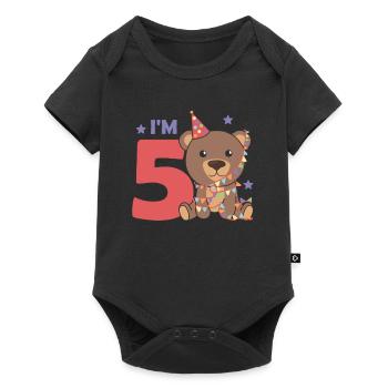 Bear for the fifth birthday for children 5 years old - Baby Premium short-sleeve bodysuit - black - Front